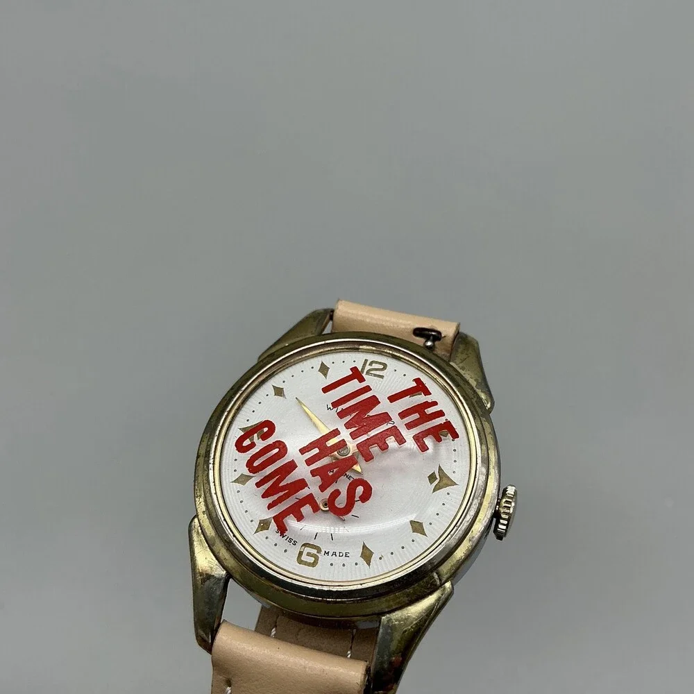 Vintage Winthrop Mens Watch 33mm Antimagnetic The Time Has Come Manual Wind